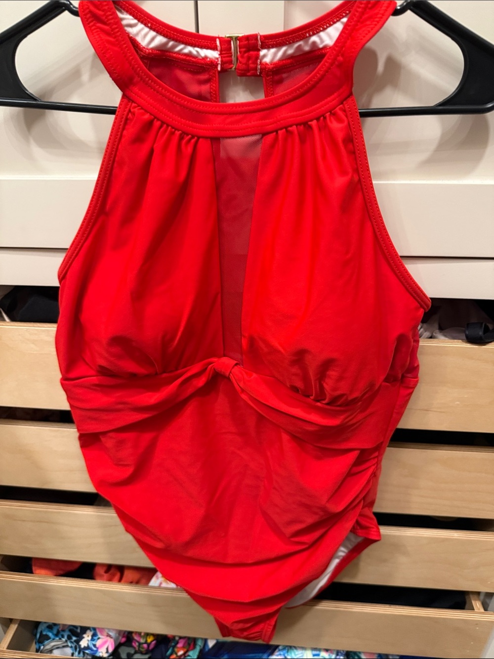 Women's High Neck Red One-Piece Swimsuit